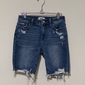 PAIGE Jax Articulated knee Dark Blue‎ Distressed Cut-Offs Denim Womens Shorts 26